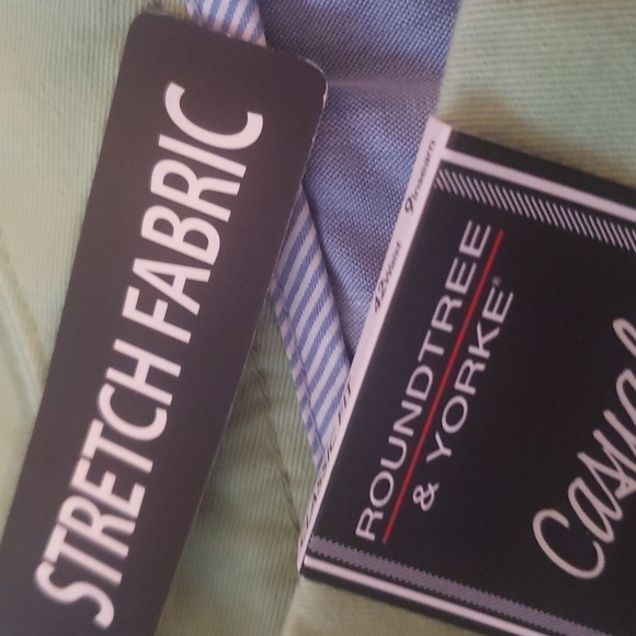 Mint Green 40 Classic Chino Men Flat Front Golf Pickleball Vacation New - Picture 3 of 7